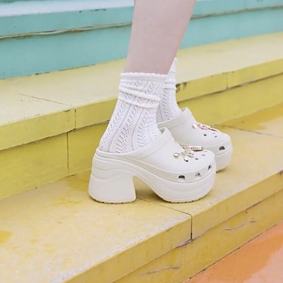 Crocs Siren Clog Men Size 8 Women Size 10 Platform Heel Mule Color- Bone White - Picture 3 of 11